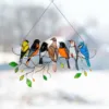 Stained Glass Parrot Birds On A Wire Hanging Window/Wall Panel Glass Wall Home Hanging Decorations With Chain Suncatcher P1 ► Photo 1/6
