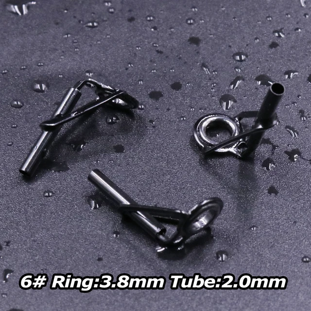 3Pcs Fishing Rod Tip Guides Repair Kit Stainless Steel Frames Ceramics Rings Black Rod Building Guide Eye Building Repair 6#~16# Size6 2.0mm 3Pcs