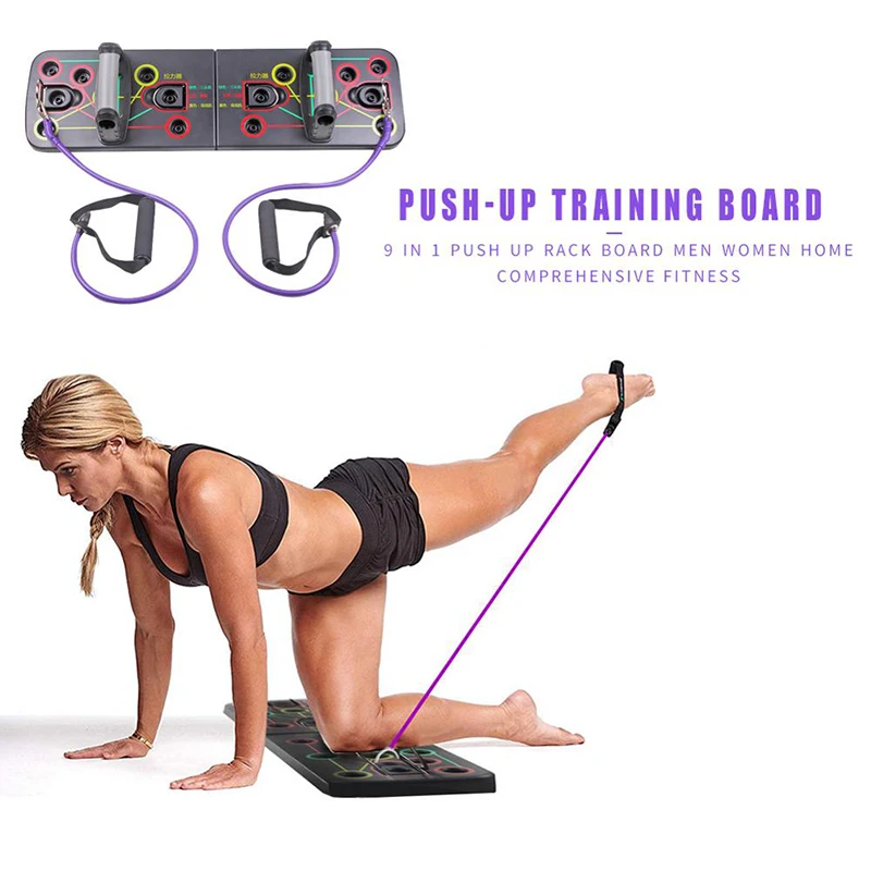 Folding Push Up Board Push Up Board Push Up Stand 9 in 1 with Resistance Bands