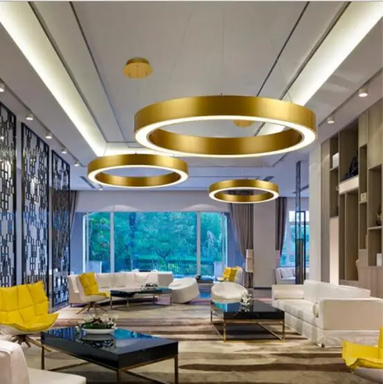 

40/50/80CMModern Nordic Gold Ring Restaurant LED Pendant Lights Circle Suspension Luminaire Dining Room / Kitchen Lamps