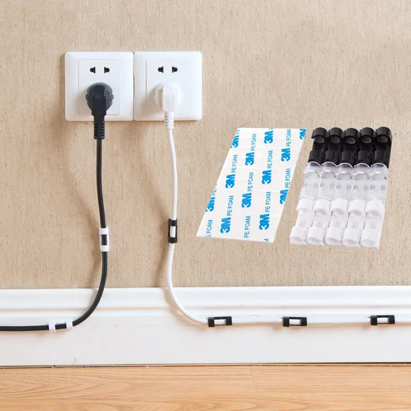 20pcs Wire Storage Clips Buckle Management Organizer Securing Cable Clamp Cable Housing Data Line Finishing Tool Fixed decor cable organizer
