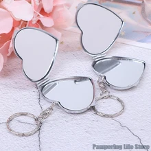 

1PCS Mini Two-side Folding Make Up Mirror Portable Makeup Compact Key Chain Pocket Mirror Women Cosmetic Mirrors Key Ring