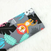 Милая хлопчатобумажная простая ткань с принтом животных, дышащая ткань из чистого хлопка, ткань DIY, швейный материал для стеганых изделий, детская одежда