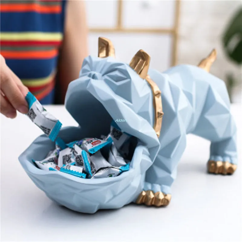 1" Животное моделирование бульдог Canis ознакомительный Ключ коробка для хранения конфет украшения для дома ремесло креативный подарок Смола 25 см Z2520