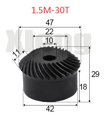 

2pcs 1.5M-30Teeths Inner Hole: 10mm Precision Spiral Bevel Gear Spiral Bevel Gear