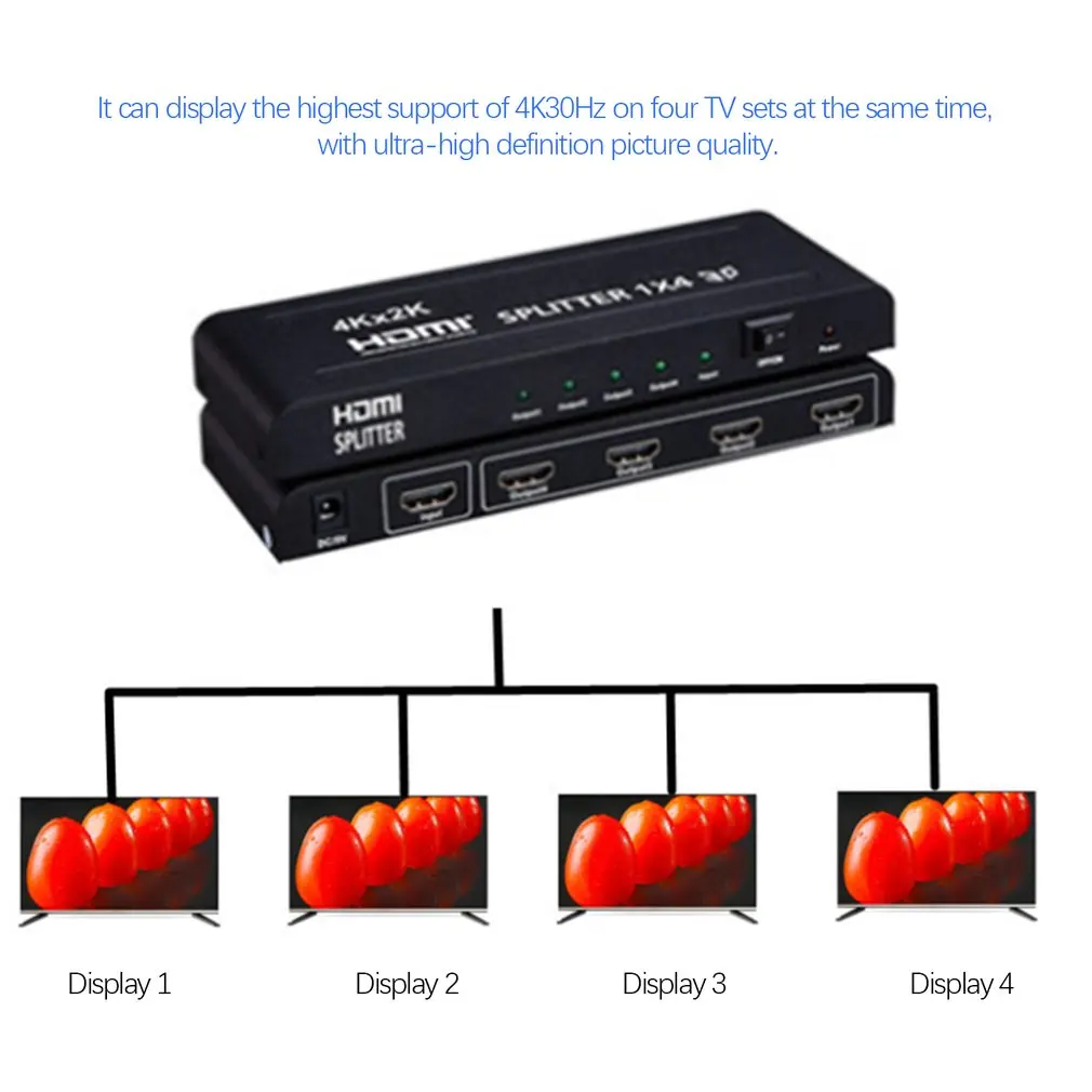 Full HD HDMI сплиттер 1X4 4-портовый концентратор репитер усилитель v1.4 3D 1080p 1 в 4 выхода
