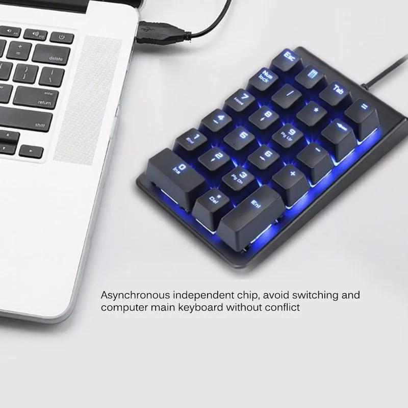Проводной 22 клавиши мини Numpad Механическая Подсветка цифровая клавиатура Расширенная раскладка USB интерфейс компьютерные аксессуары