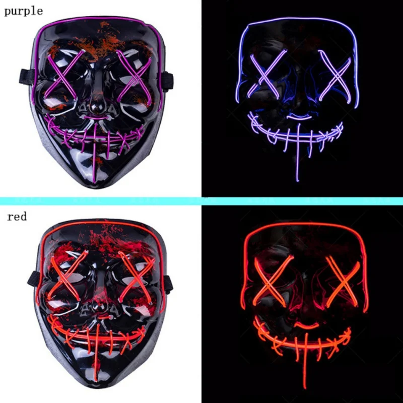 

Halloween Horro Mask Neon Mask LED Light Up Party Masks Great Funny Masks Festival Cosplay Costume Supplies Glow In Dark