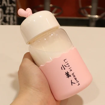 

Kawaii Portable Stylish Water Bottle Cute Simple Eco Korean Water Bottle Glass Heat Resistant Garrafa Kitchen Dinng Bar AD50WB