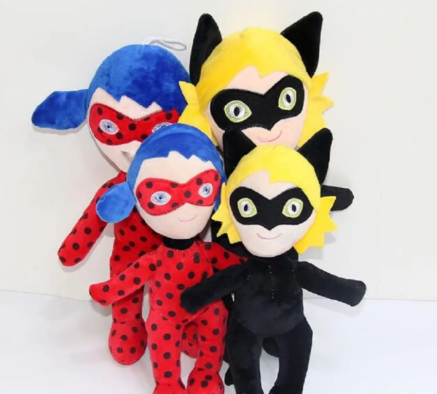 

30cm/20cm/15cm 29cm Ladybug Girls Mask Cartoon Doll Super Cat Noir Figure Doll Baby Kids Plush Toys Christmas Gift