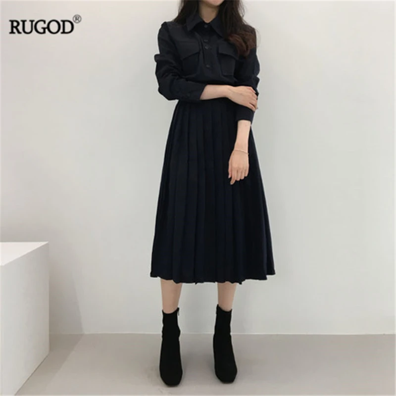 Новинка 2019 женское модное осеннее платье RUGOD в стиле сафари приталенное