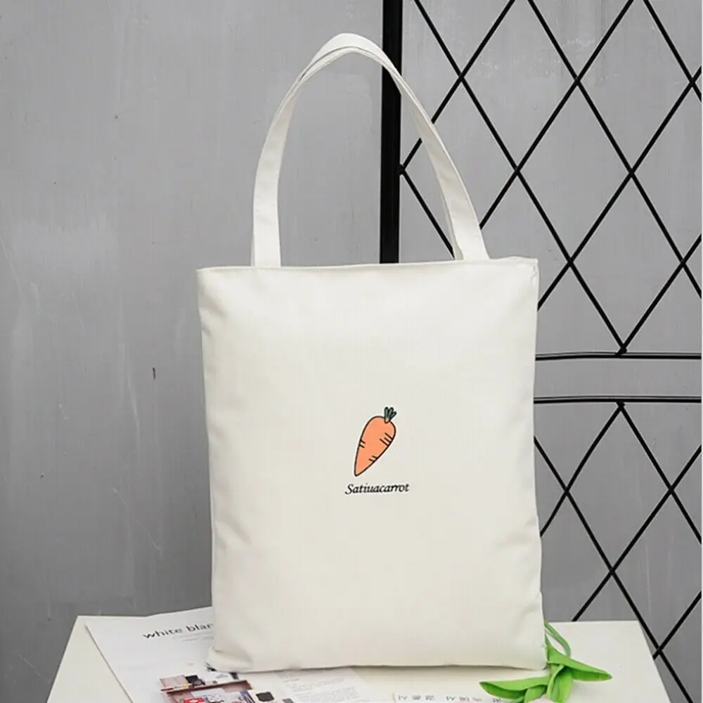 Модная брендовая Новая креативная Женская пляжная сумка через плечо, холщовая летняя сумка для отдыха, сумка для покупок, золотая молния - Цвет: White Carrot