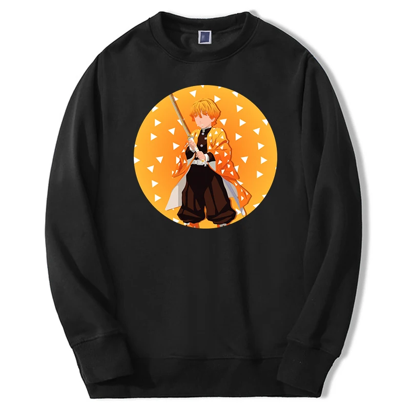 

Demon Slayer Japan Anime 2021 Winter Mens Casual Fitness Hoodies Sweatshirts Zenitsu Simple Fitness Top Man Print Pullovers