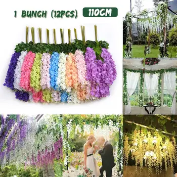 

17 Colors Simulation Plastic Wisteria Leaf Artificial Flowers Wedding Decoration Ceiling Wall Decor