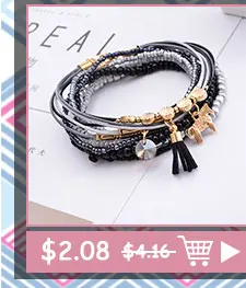 Ethnic Bohemian Tassel Beach Charm Bracelets For Women Boho Multilayer Beads Crystal Beaded Jewellery Bracelet Set Femme 2019