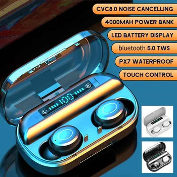 

V9 TWS Wireless bluetooth 5.0 Earphone 4000mAh LED Battery Display Touch Control IPX7 Waterproof 9D Surround Sound Headphones