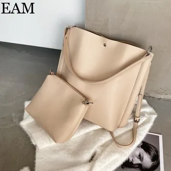 

[EAM] Large Retro Bucket PU Leather Crossbody Bags For Women 2020 Branded Daily Shoulder Bag Handbags Trend Lux Hand Bag 8B222