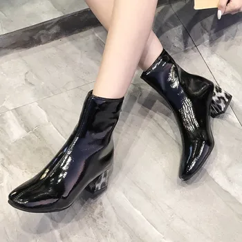 

Sagace Shoes Women Winter Snow Boots Fashion Round Toe Zipper Обувь Женская Ladies 5cm Leopard Decoration Med Heels Women Boots