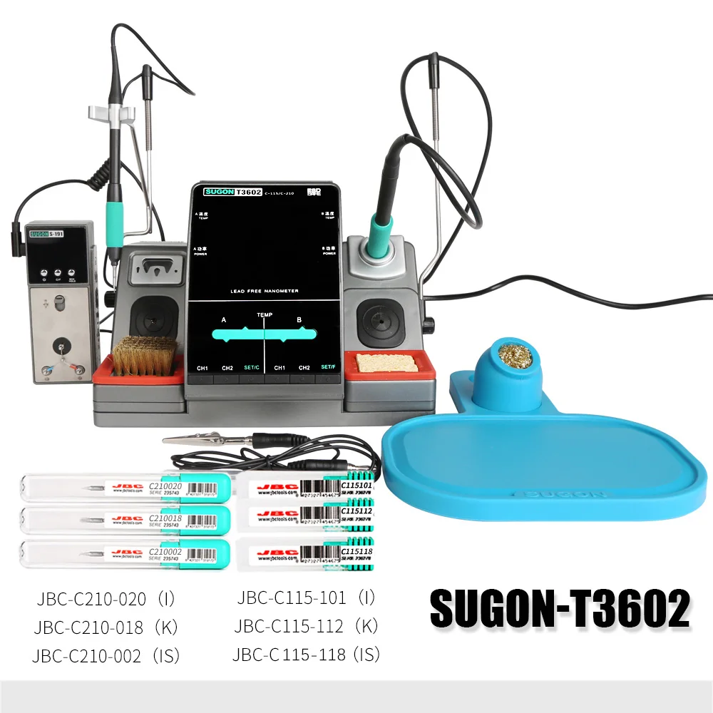 electric soldering iron SUGON T3602 Soldering Station JBC C115 C210 Double Station Welding Rework Station For Cell-Phone PCB SMD IC Repair Solder Tools electric soldering iron Welding Equipment