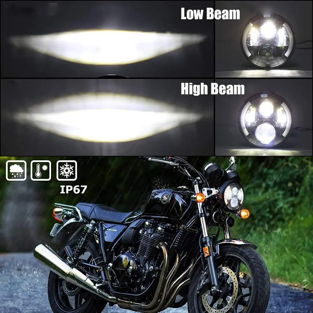 Велосипед CB400SF фара 7 дюймов с halo для мотоцикла CB серии DRL Функция Hi/Lo луч черный| |