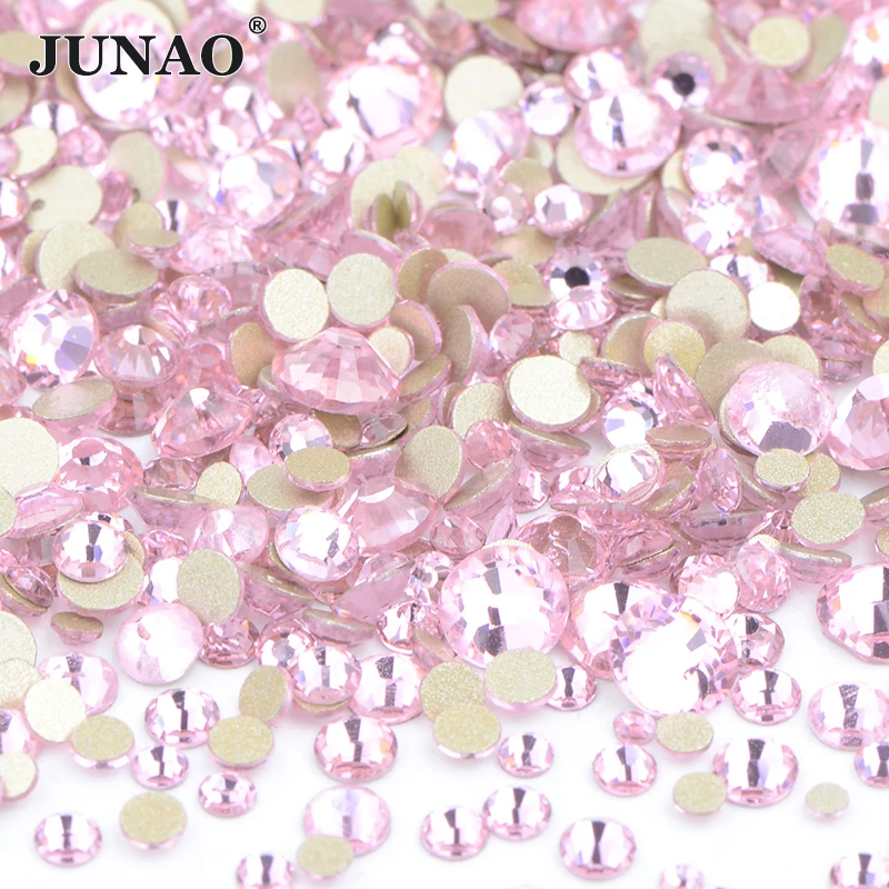 JUNAO 1400 Stück Mix-Größe, klare Kristall-Strasssteine, Glas-Kristalle mit flacher Rückseite, runde Nagelsteine für DIY-Tasse und Kleidung, Kunsthandwerk – Detail 11