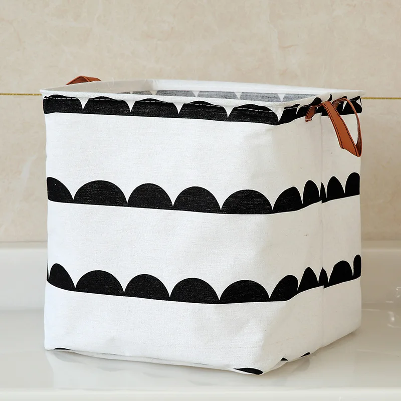 Portable Storage Basket Cute Printing Fabric Toy Cosmetic Jewelry Sundries Office Cloth Storage Box 