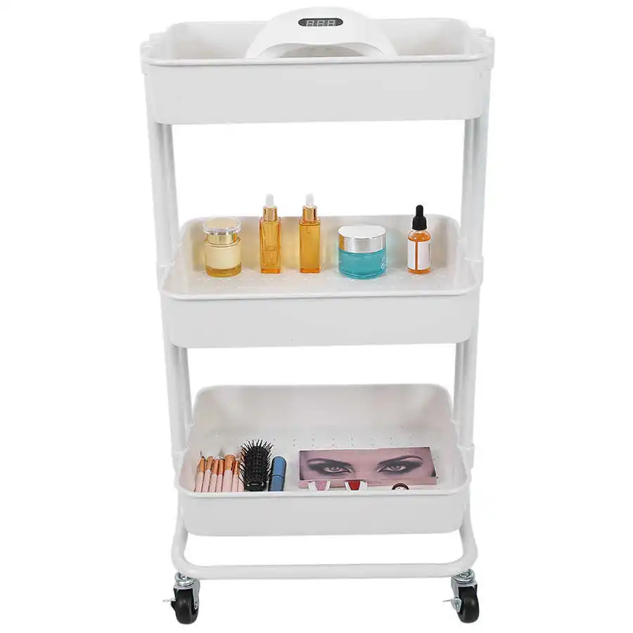 Nail Polish Holder Manicure Trolley Rolling Cart Multi Functional 3