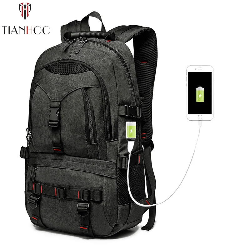 

TIANHOO High Quality Men's Oxford Cloth Backpack USB Multifunctional Laptop Outdoor Large Capacity Waterproof Travel Bag