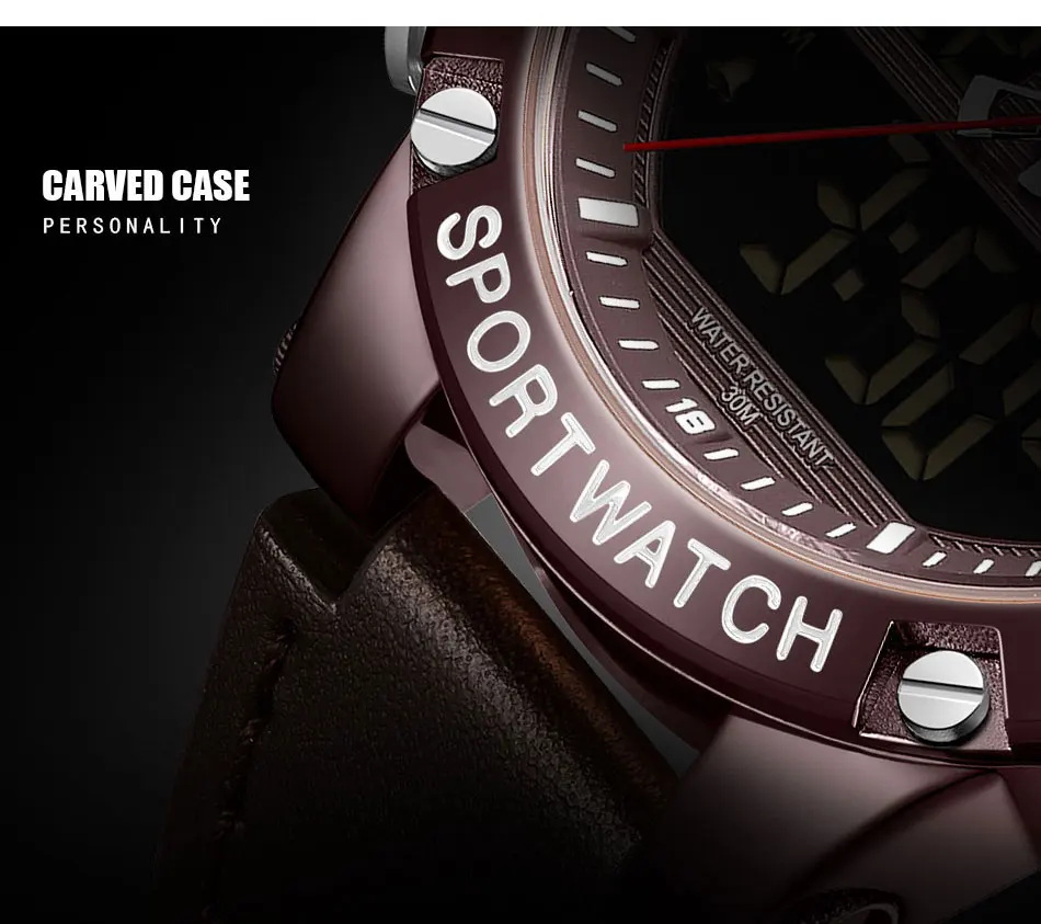 Orologio da uomo sportivo al quarzo, orologio da polso digitale impermeabile militare a LED_voghion.com