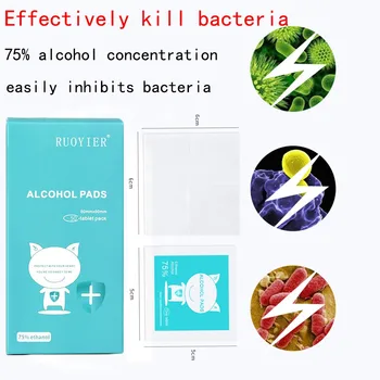 

50 Pcs 70-80% Alcohol Sterilized Cotton Tablets Alcohol Prep Disposable Wipe Sheet Medical Disinfection Tablet Sterilize 30ml