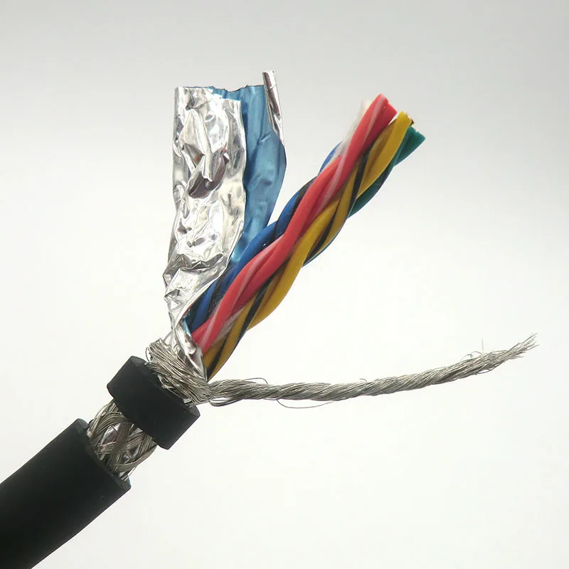 Гибкий Экранированный Кабель витая пара 10 core 0,14, 0,2, 0.3mm m2 100m 485 провод управления данными сигнала для кодировщика(26,24, 22AWG