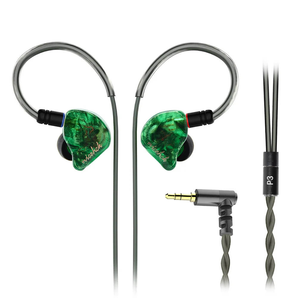 Green no mic NICEHCK P3 2BA+ 1DD Гибридные 3 диска в ухо наушники HIFI наушники для контроля звучания спортивные наушники вкладыши с MMCX съемный кабель IEM - Цвет: Green no mic