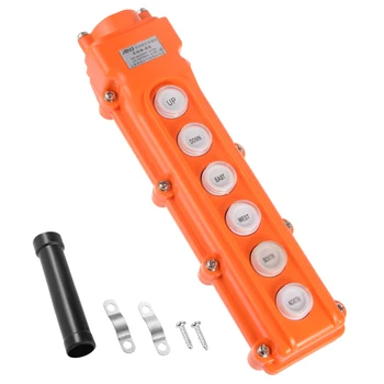 

uxcell Rainproof Hoist Crane Pendant Control Station Push Button Switch Up Down East West South North Six Ways