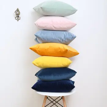 

Modern Fashion Color Candy Velvet Cushion Cover Blue Gray Yellow Pink Pillow Cover Pillow Case Home Decorative Sofa Throw Pillow