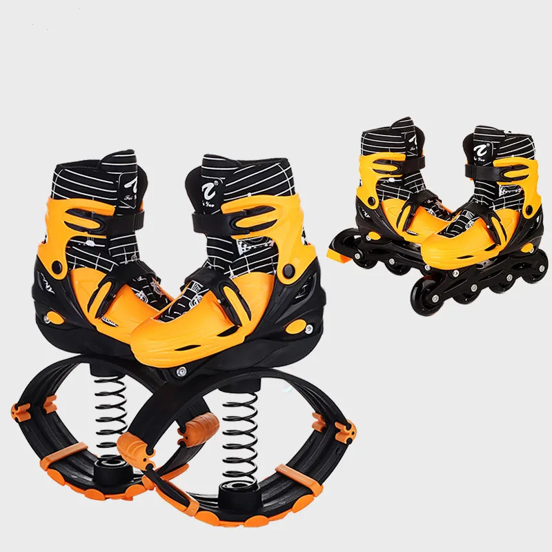 yellow 2 в 1 скейт и Кенгуру Прыжки обувь Фитнес упражнения 30-50 кг(66lb-110lb) пространство подпрыгивающая обувь, магазин при фабрике прыжки обувь - Цвет: yellow