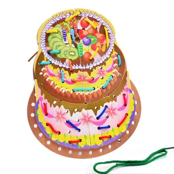 

Educational Wooden Toys Wear Threading Board Beaded Blocks Child Gift Exercise Children Girls Hand Eye Coordination