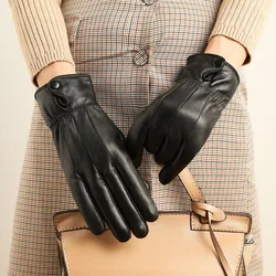 Leather Gloves Men and Women In Winter Cold Protection Plus Velvet Thickening Keep Warm Waterproof and Windproof Gloves