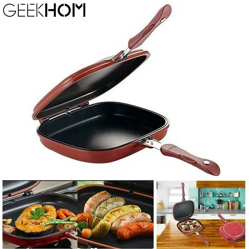 Двусторонняя Сковорода-гриль кухонная посуда 32 см сковорода из нержавеющей