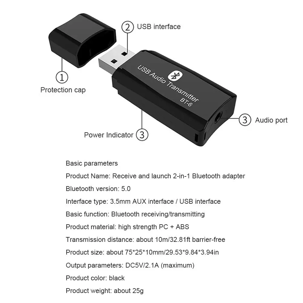 2 в 1 Bluetooth 5,0 адаптер передатчик ТВ-приемник Компьютер Автомобильный адаптер для CD-как голосовое удовольствие аудио приемник
