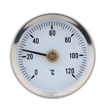 

New 0-120C Bimetal Stainless Steel Surface Pipe Thermometer Clip-on Temperature Gauge with Spring