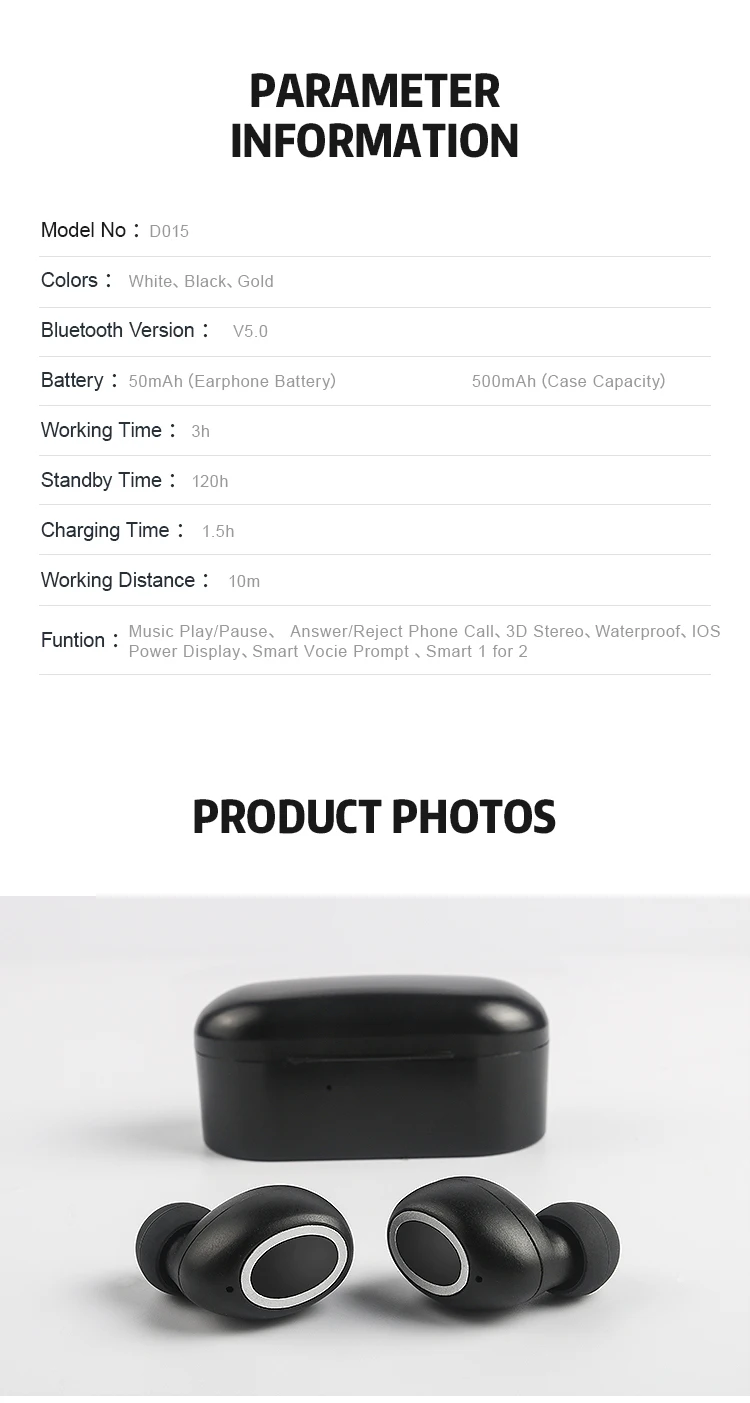 Bluetooth V5.0 наушники 3D стерео звук портативный TWS беспроводной сенсорный наушник с зарядным чехлом Спортивная басовая гарнитура Автоматическое включение/выключение питания