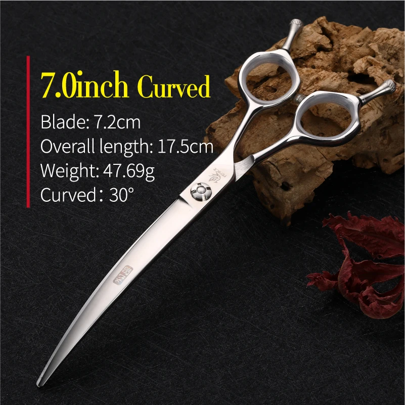 7.0 curved Fenice профессиональные ножницы для домашних животных прямые и истонченные и изогнутые ножницы для ухода за собакой Bichon Teddy Bomei набор инструментов для ухода за собакой - Цвет: 7.0 curved