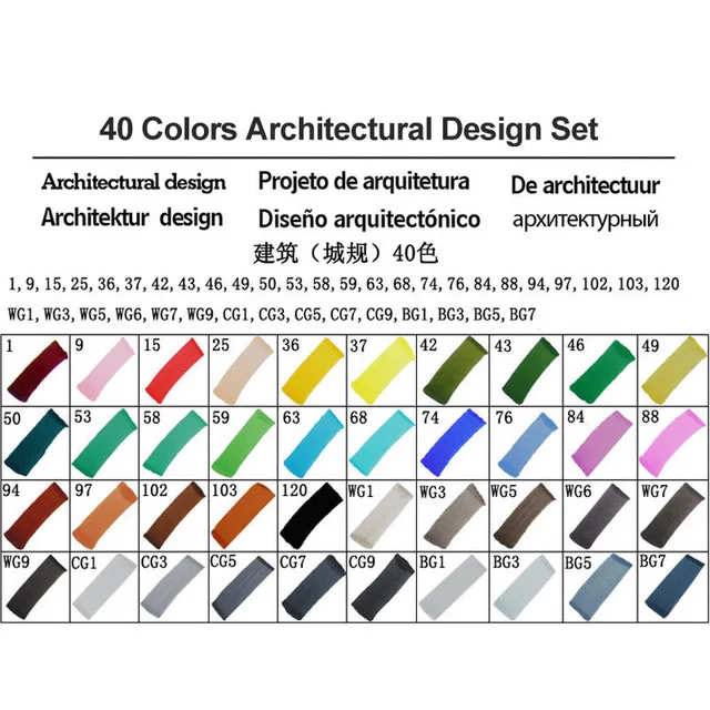 TOUCHFIVE маркер 30/40/60/80/168 Цвета маркер для рисования на спиртовой основе чайник ручка для рисования манга двуглавый искусства ручки, маркеры для рисования - Color: 60 Architectural Set