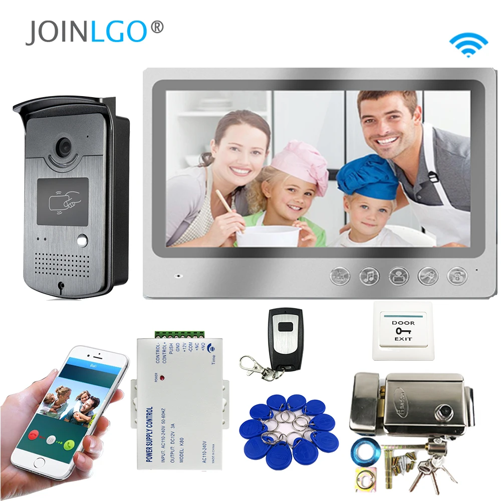 Дверной видеодомофон с 9 дюймовым экраном Wi Fi система записи ночное видение RFID дверной звонок камера телефон