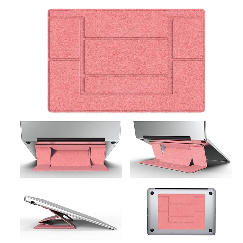 PE-Pink Портативная настольная Складная охлаждающая стойка из алюминиевого сплава, Складная регулируемая угловая противоскользящая универсальная офисная подставка для ноутбука - Цвет: PE-Pink