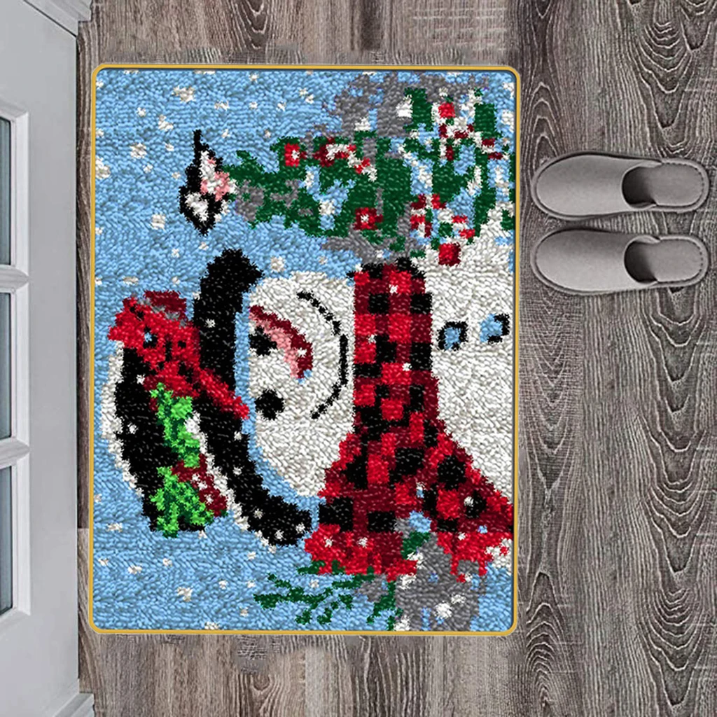 Christmas Latch Hook Rug Kits Crochet Hook Embroidery for Needlework Cross Stitch Thread Sewing Kit Thread Carpet DIY Cushion