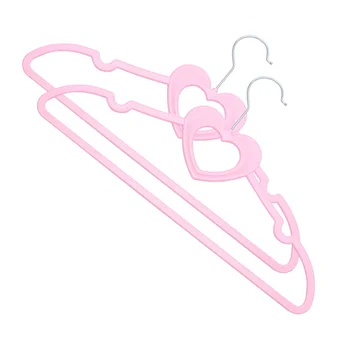 

10Pcs Heart Shape Plastic Coat Hanger Cute Clothes Hanger Practical Clothes Rack for Home (Pink)
