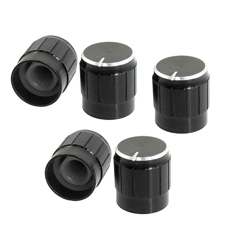 10pcs/set 6mm Shaft Hole Dia Plastic Threaded Knurled Potentiometer Knobs Caps