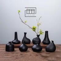 Hot Selling New Black Ceramic Flower Arrangement Small Vase Home Decoration Small Vase Tabletop Ornament Crafts 1