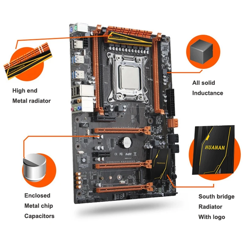 HUANANZHI Deluxe X79 LGA2011 материнская плата с M.2 слотом CPU Xeon E5 2640 C2 кулером RAM 16G(4x4G)